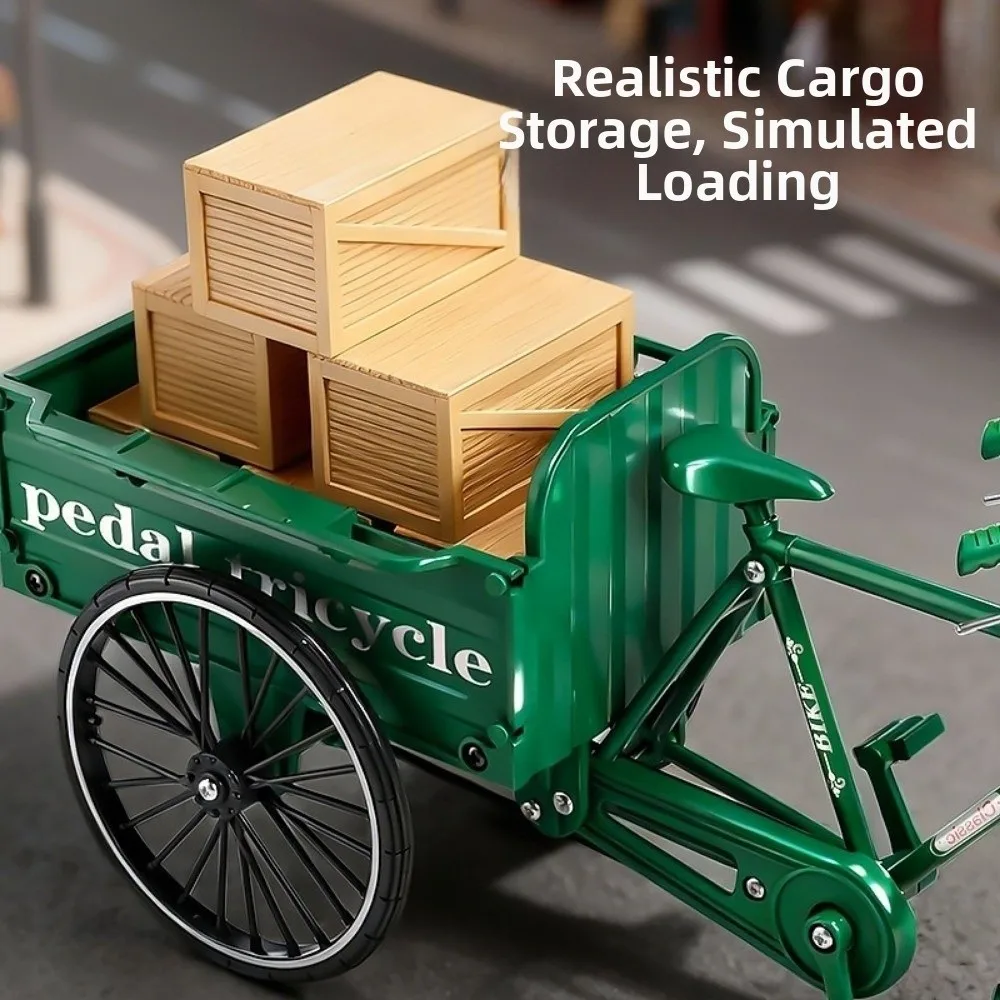Miniature Size Flatbed Vehicle Model Vintage Classic Simulation Simulation Pedal Tricycle 1:10 Three-Wheeled Design
