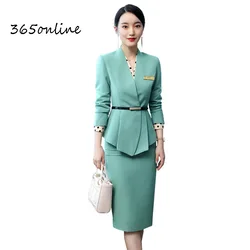 Autumn Winter Formal Uniform Designs Women Business Suits with Tops and Skirt OL Styles Professional Interview Blazers Set