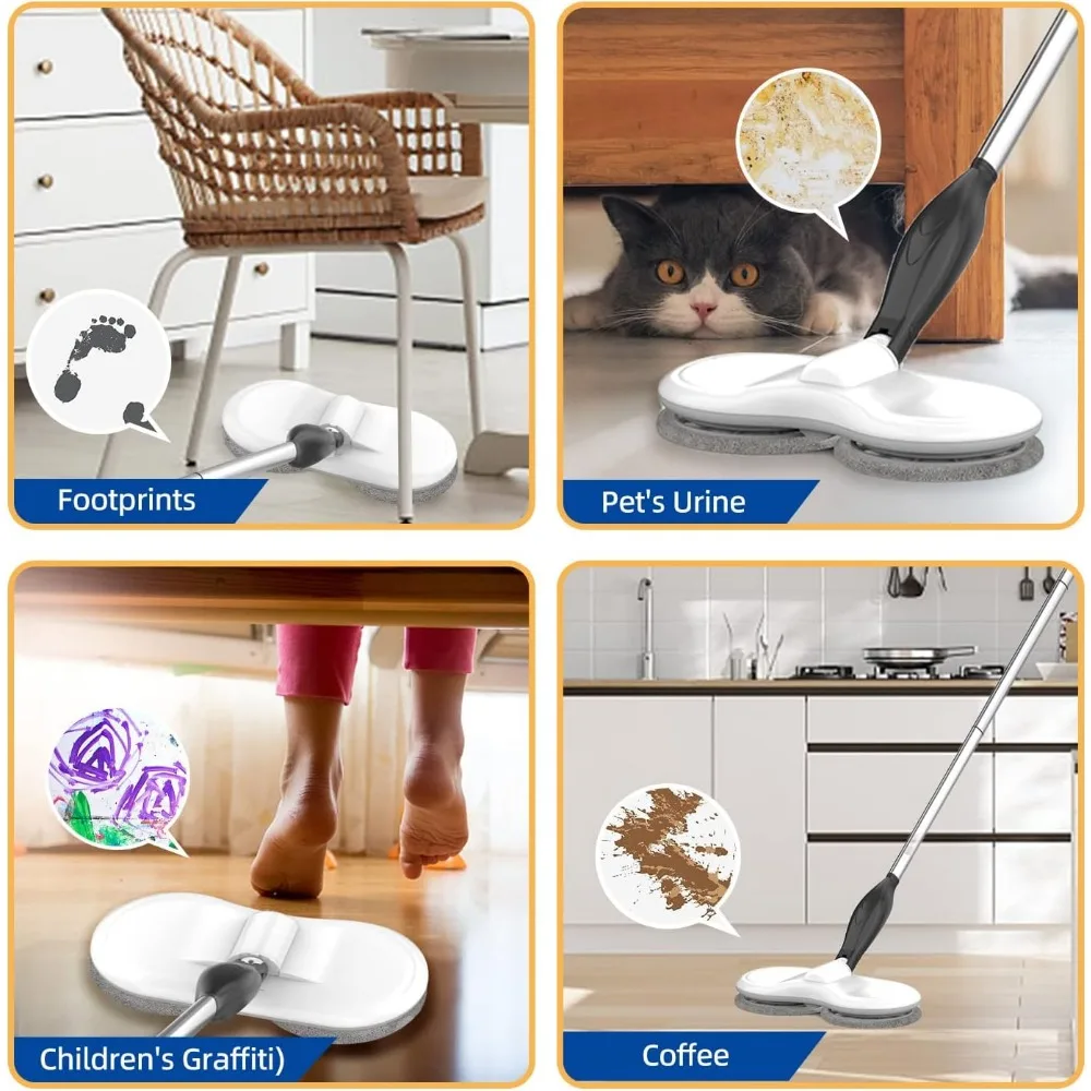 Электрическая швабра для чистки пола, аккумуляторная швабра с вращающимся двигателем для паркетной плитки, ламината, ежедневной очистки пола