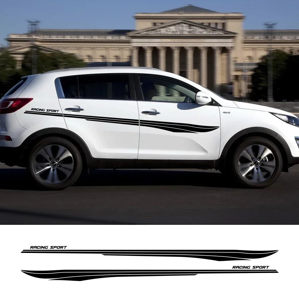 

2pcs Car Racing Sport Stripes Stickers For KIA SPORTAGE BORREGO Auto Body Waterproof Vinyl Film Decor Decals Tuning Accessories