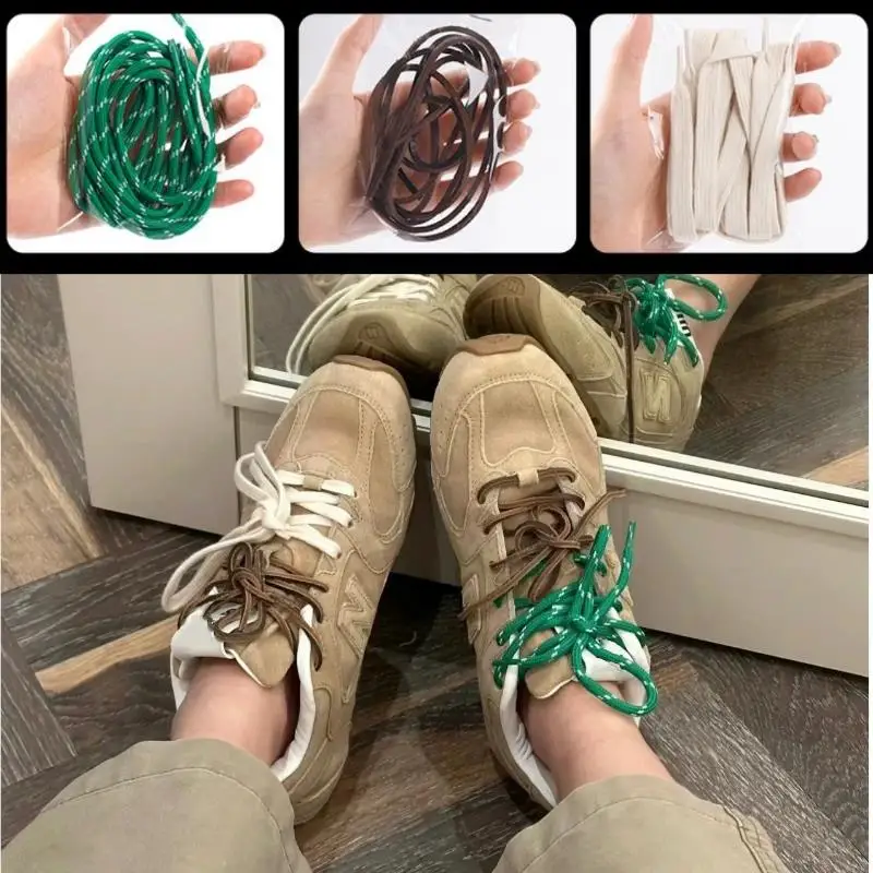 

DIY Vintage Style Shoelaces DE Training Round Flat Shoelaces For MiU Leather Laces Combination Sports Individual Shoes Laces
