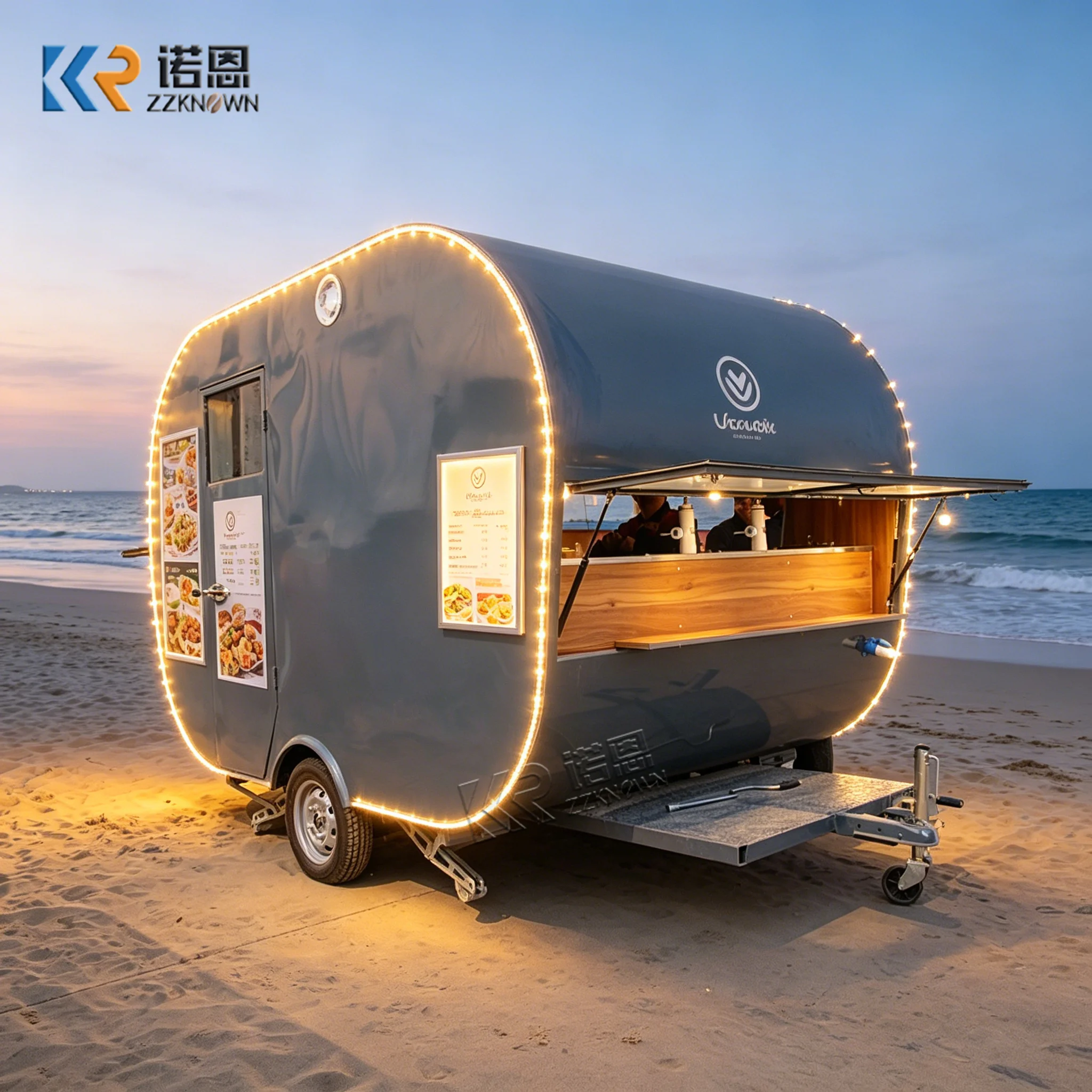 

Commercial Mobile Kitchen Trailer Fiberglass Food Cart with Stainless Steel Countertop for Catering And Vending