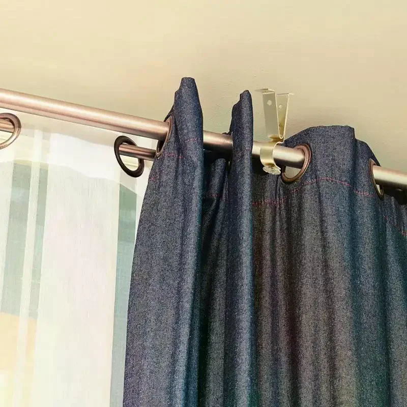 Heavy Duty Metal Curtain Rod Brackets With Adjustable Design Black Gold Finishes For Home Bedroom Window Use
