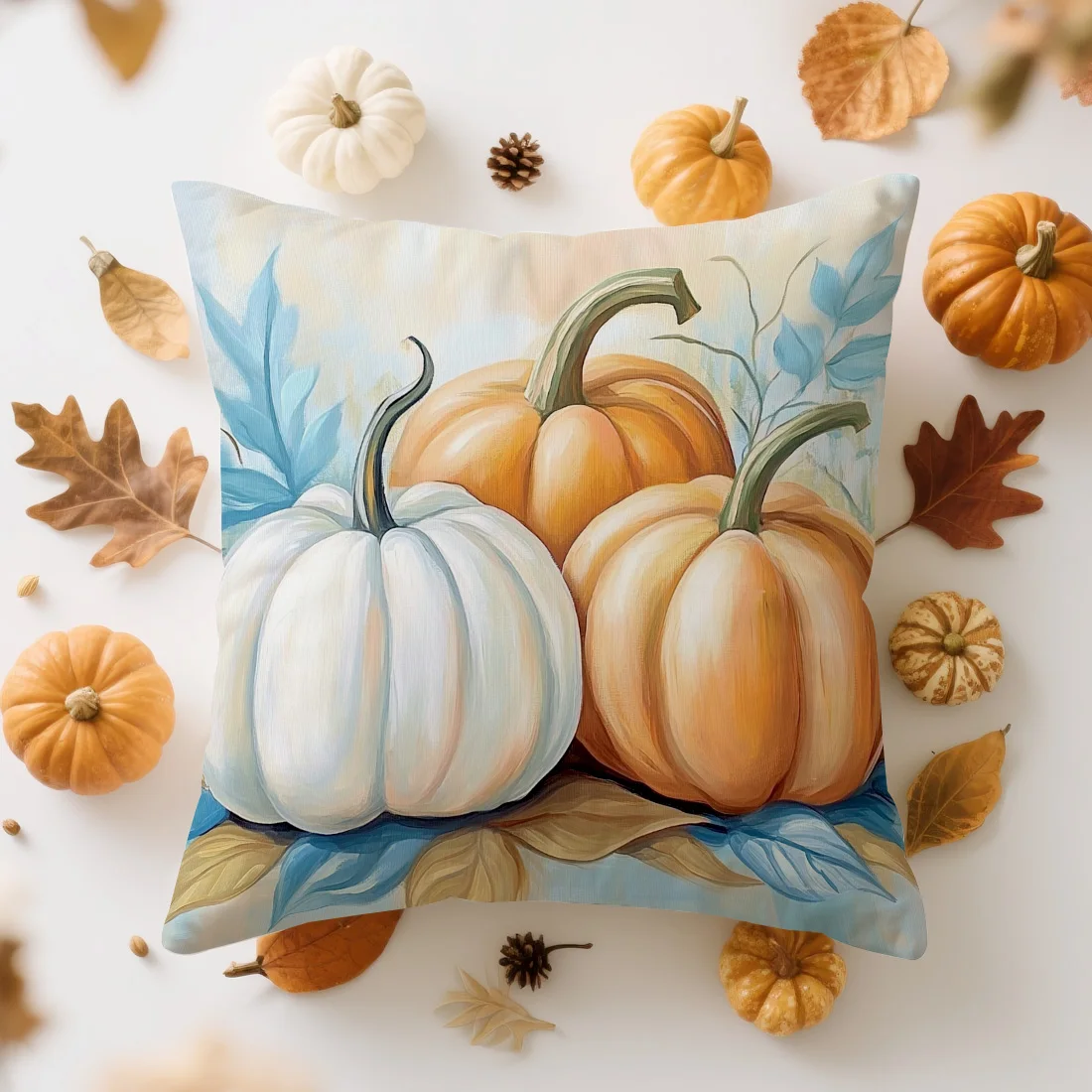 Autumn blue dwarf Cushions Pillowcase Polyester Cushion Cover Throw Pillow Sofa Decoration Pillowcover Home Decor