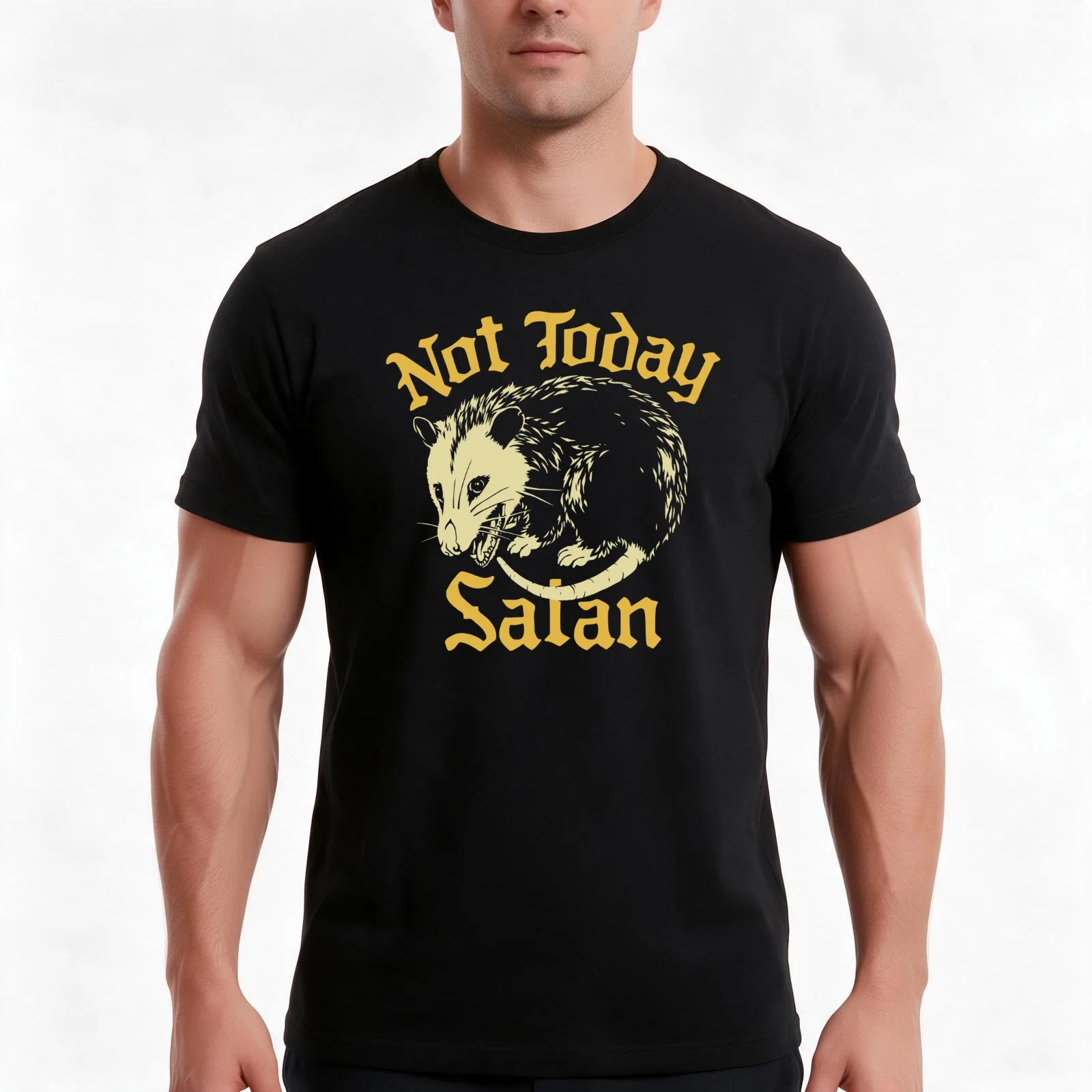 Funny Not Today Satan Screaming possum T-Shirt Summer Casual Cotton Tee Oversized Streetwear Tops Vintage Graphic Print