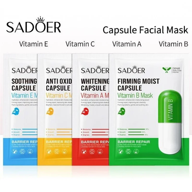 

10pcs Vitamin C Hyaluronic Acid Face Mask Facial Moisturizing Firming Hydrating Facial Masks Korean Beauty Skin Care Products