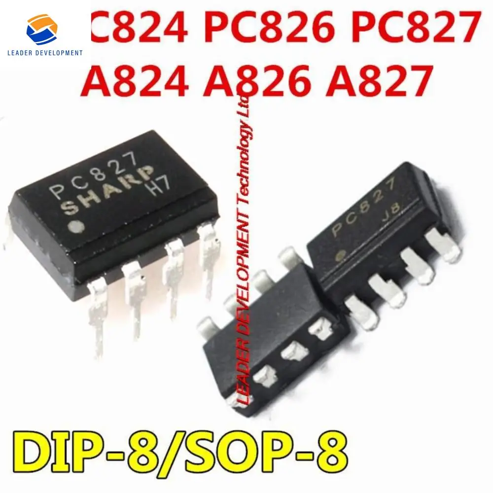 10pcs/lot  PC824 PC826 PC827 SOP8 A824 A826 A827 ACPL-824 ACPL-826 ACPL-827 DIP-8 optocoupler original new