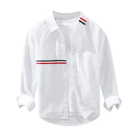 Vår Casual Lös Långärmad Oxfordtyg Herrskjorta Trendig Design Neutral Minimalistisk Stil Moderna Ytterkläder 8 best sales herrskjorta med genomskinlig passform - №2