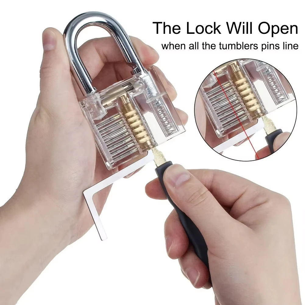1 Set Lock Picking Set Transparent Locksmith Tools Multifunctional Training Locks Set Steel for Padlock Hardware for Hand Tools