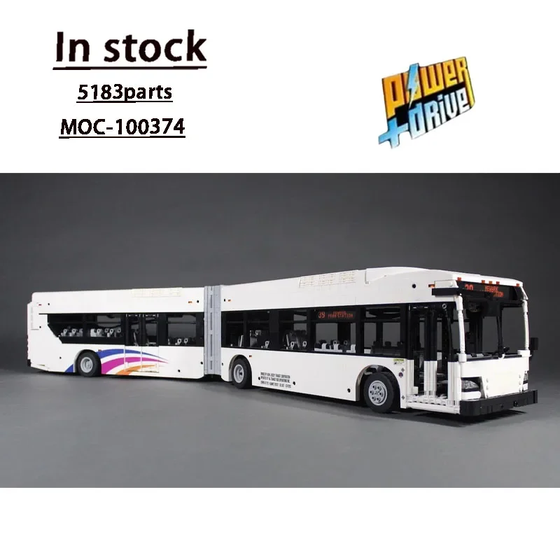 

MOC-100374New Flyer XD60 Articulated Bus Transport Truck Building Block Model 5183 Parts Kids Birthday Building Blocks Toy Gift