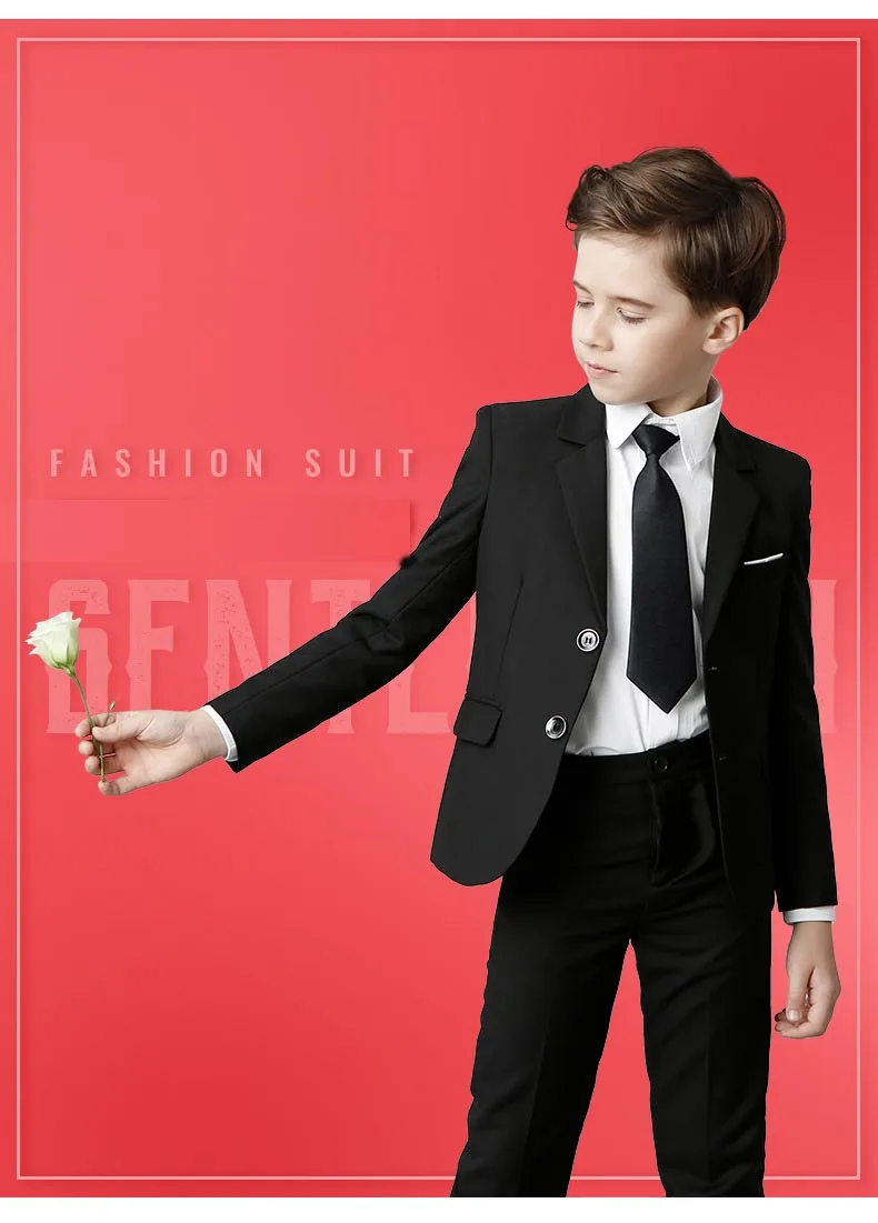 Prince Kids Piano Violin Performance Photograph Dress Boys Host Ceremony Tuxedo Costume Children Black 007 Skinny Cosplay Suit