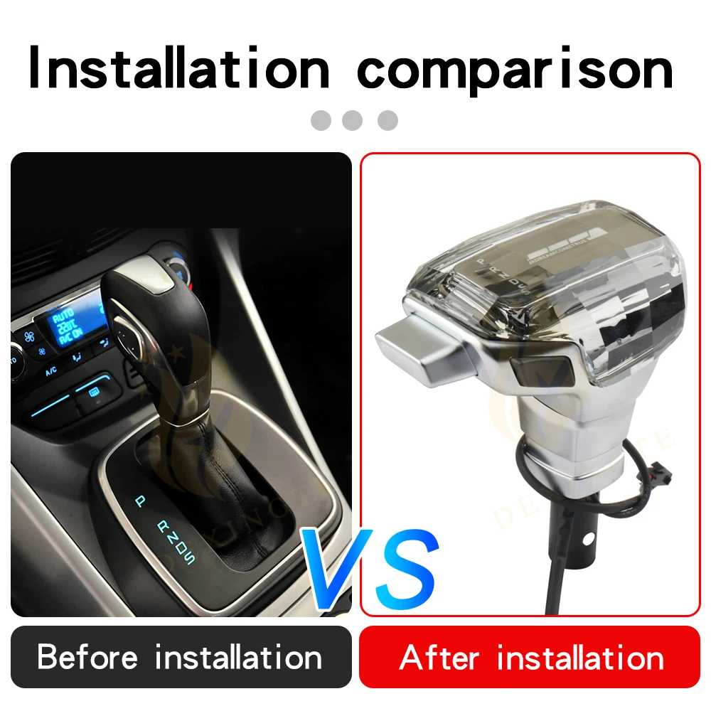 

Colorful crystal led light shift knob for Ford Kuga 2013-2016 modified gear lever for Ford non-destructive installation