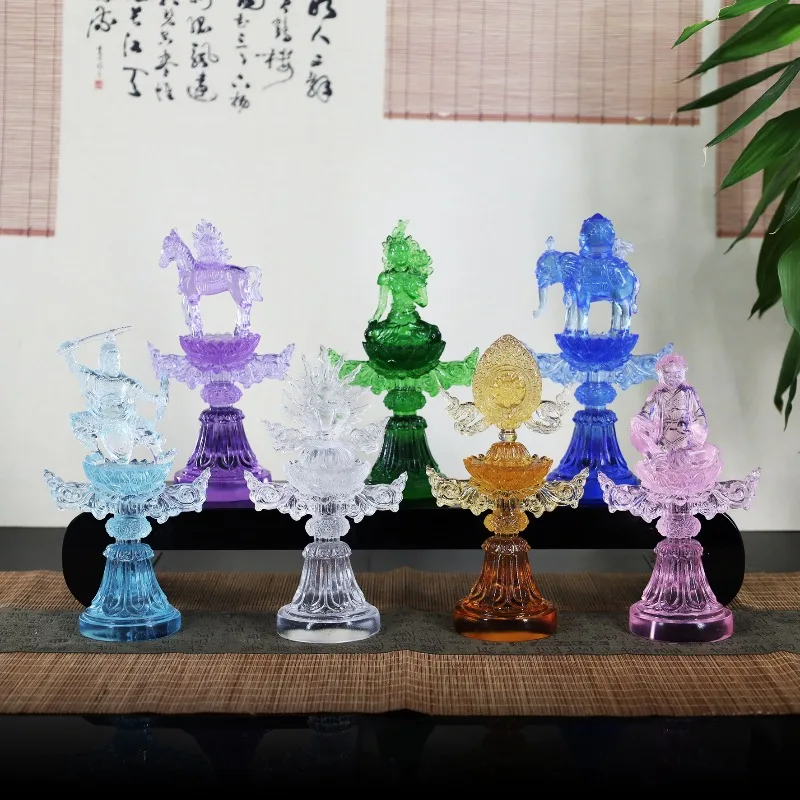Ritual Buddha Dharma Wheel King Seven Treasures Supplies Glazed Buddhist Hall Tibetan Buddhist Objects