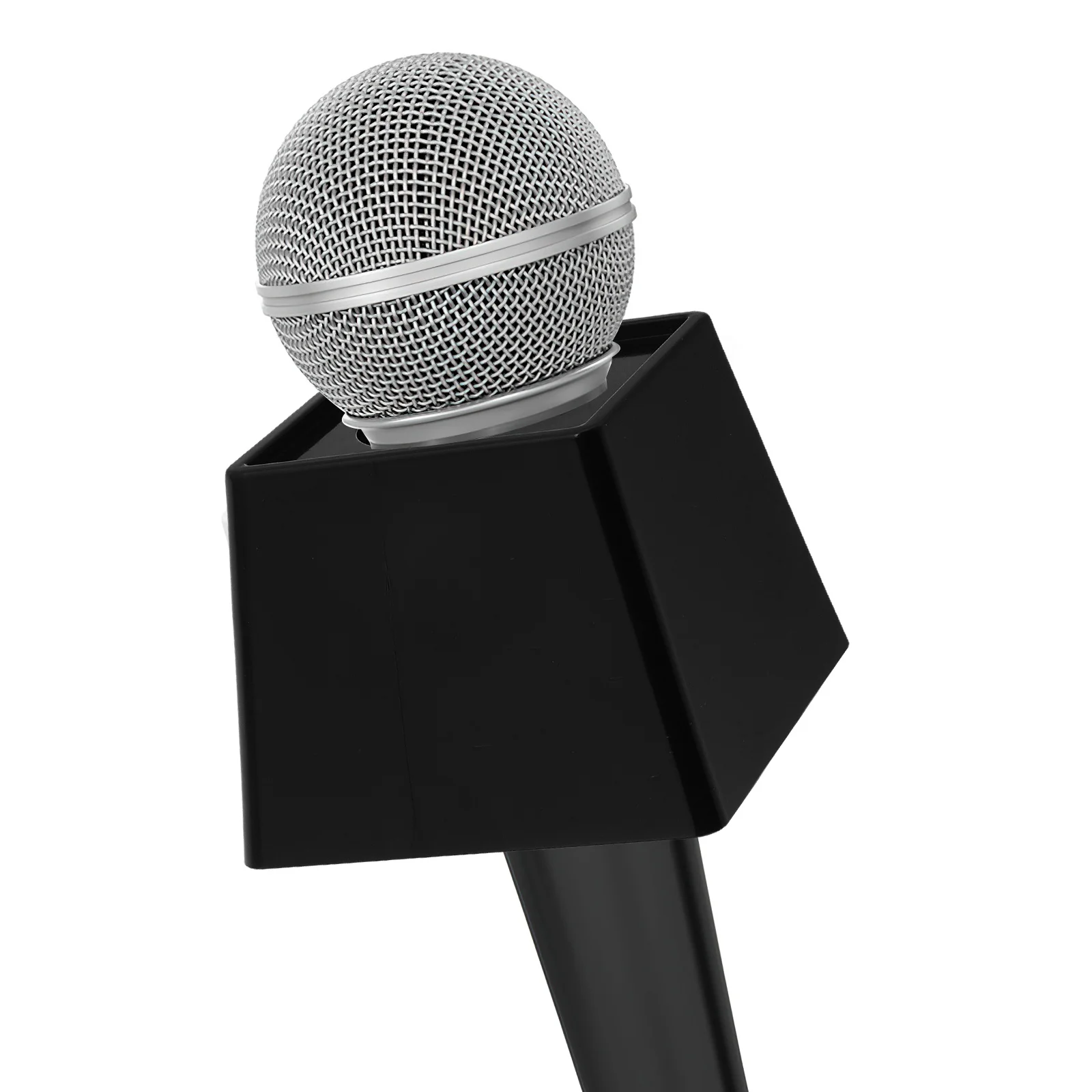 

Microphone Flag Station Box Portable ABS Material Interview Mic Logo Flag Desktop Mic Stand for Interviews News Reporters