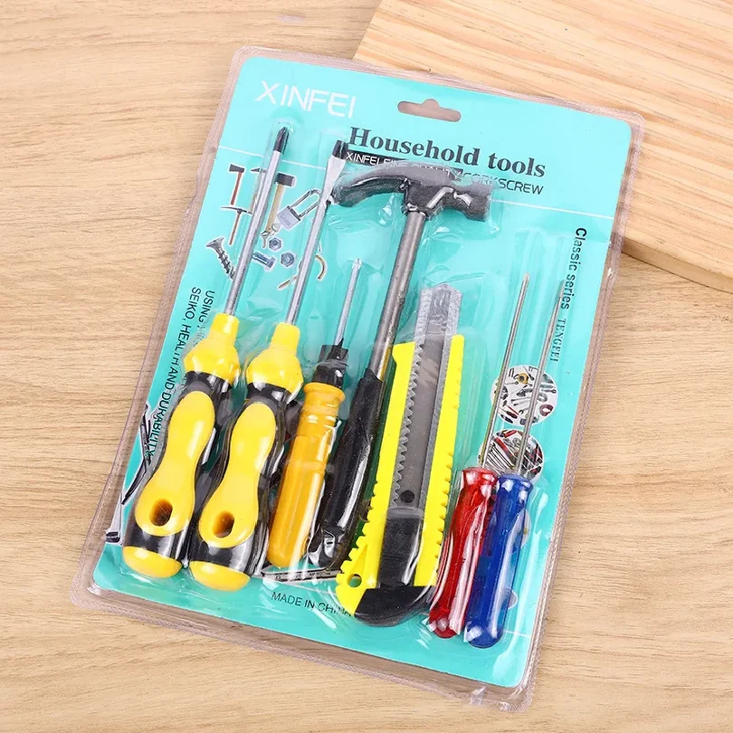7-Piece Multi-Function Screwdriver Tool Set – Hammer, Utility Knife & Repair Kit for Home, Workshop & DIY