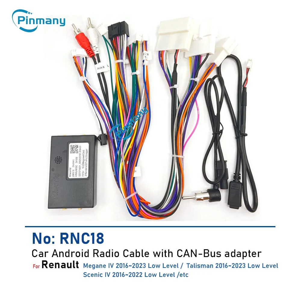 Car Radio Cable RNC18 16-pin Power Wire Harness Socket Adapter Hiworld CAN Bus Decoder for Renault Talisman Scenic Megane 4