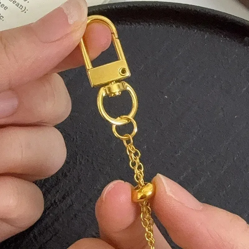 Portable Mesh Metal Net Bag for Women Universal Light Weight Golden Lipstick Cover Key Ring Makeup Storage Hollow Mesh Keychain view 6
