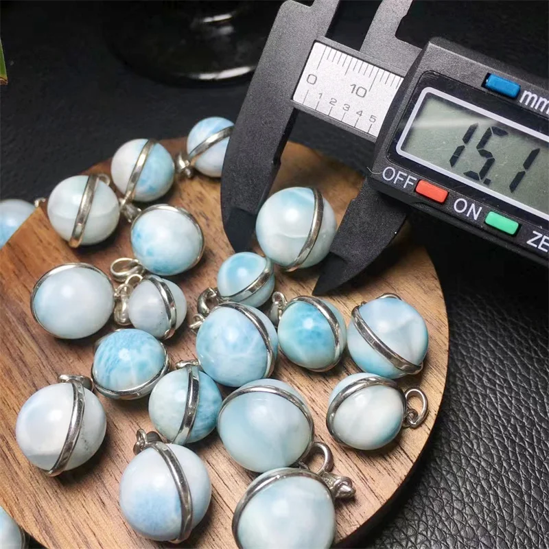 

Natural Larimar Sphere Pendant Necklace Crystal Carved Figurine Gift Fashion Jewelry For Women 1PCS 11-15MM