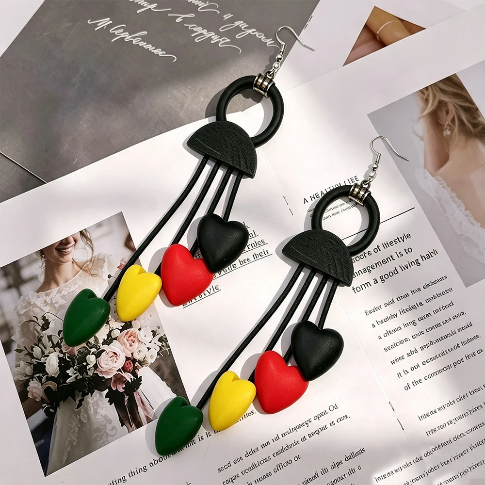 UKEBAY Bunte Herz-Ohrhänger für Damen, Boho-Statement-Ohrringe für Partygeschenk, Modeaccessoires – Detail 3