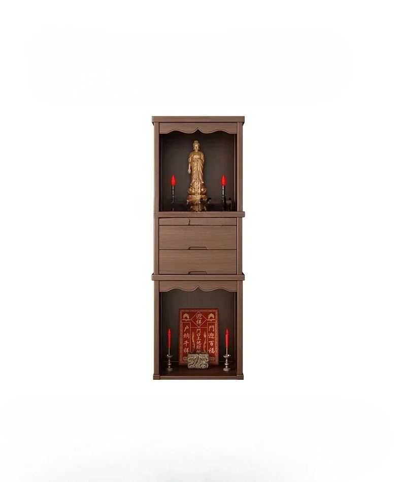 Solid Wood New Chinese Buddha Niche Clothes Closet Household Bodhisattva Altar Cabinet Black Walnut Modern Minimalist Ancestor