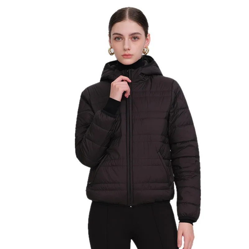 

Down Coats Solid Women Hooded Down Jacket Zipper Cardigan Outerwear Parka Loose Winter 2025 Spliced Pockets Slight Strech