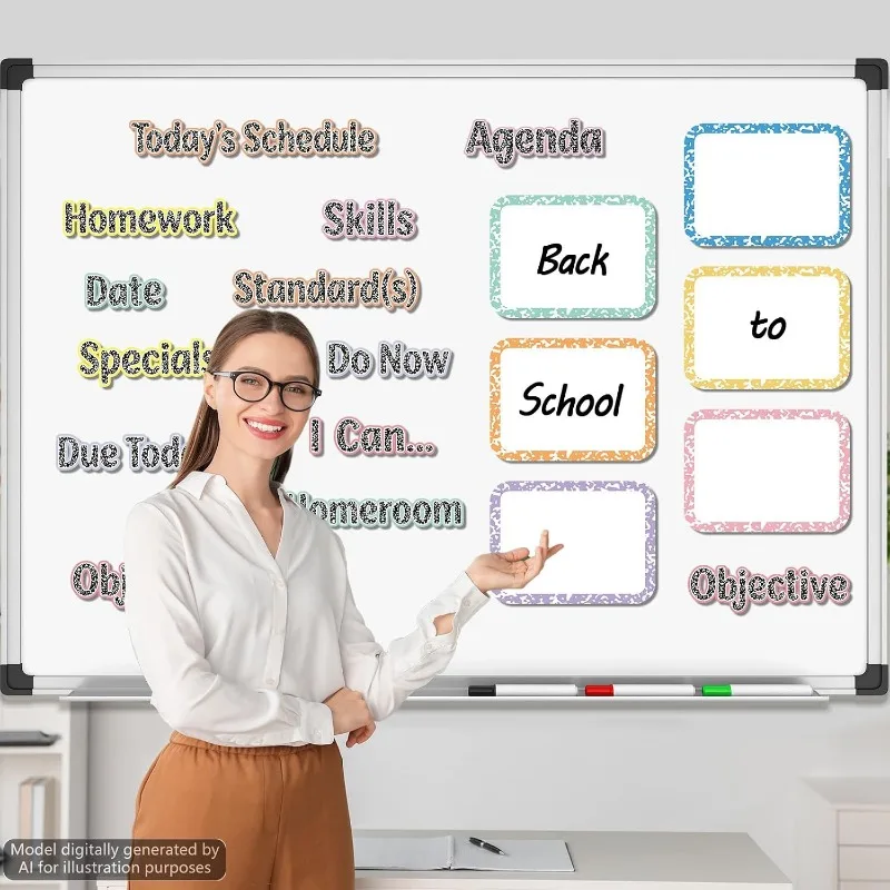 18-Piece Set of Classroom Schedule Magnets—Reusable Pastel-Colored Magnets for Class Schedules—Class Schedule Labels