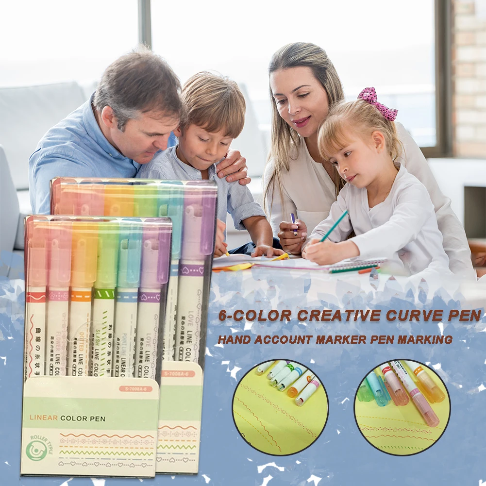 

Curve Highlighter Pen Set Quick-Drying Stamps Pen for Birthday New Years