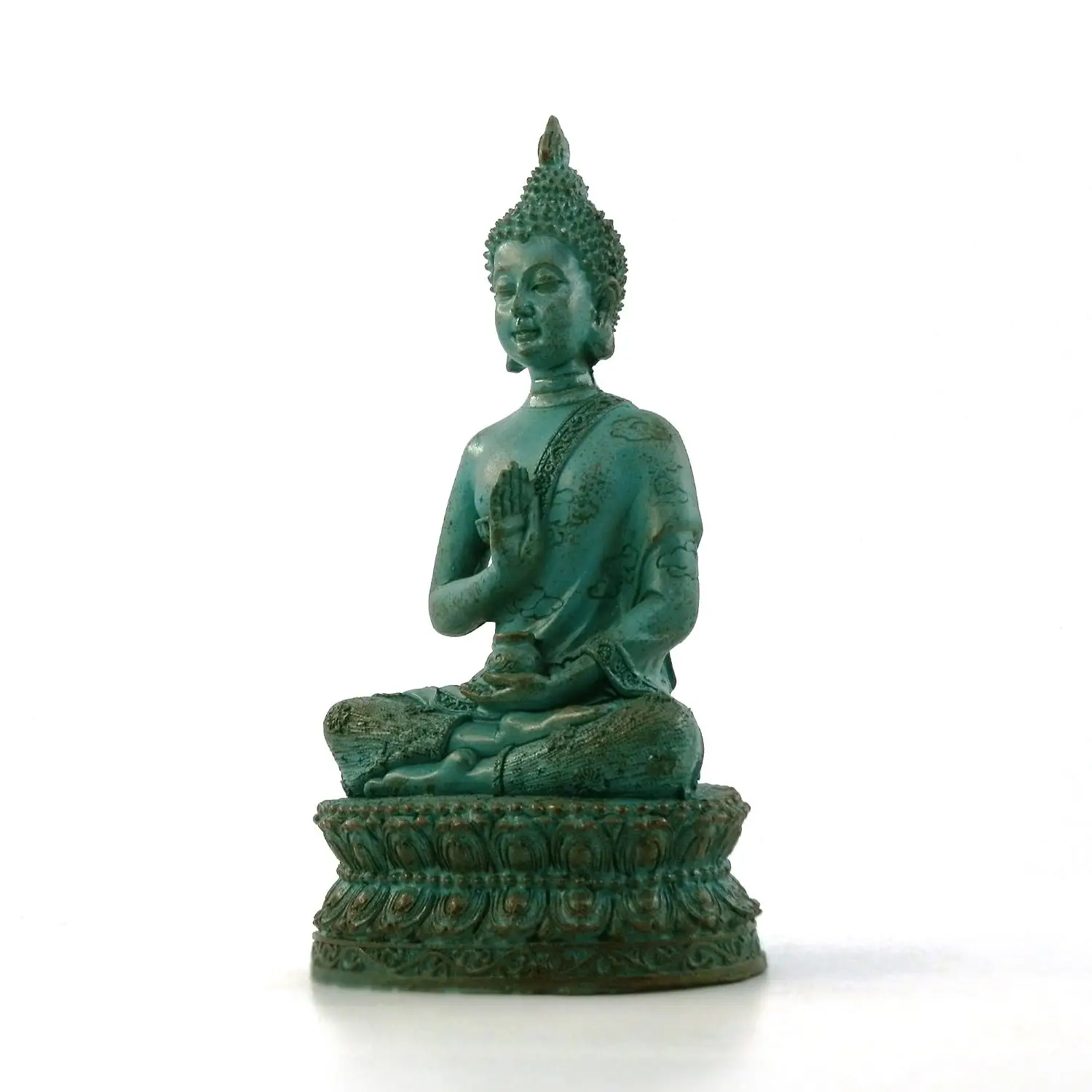 Meditation Thai Sitting Buddha Statue, Verdigris, 6.7
