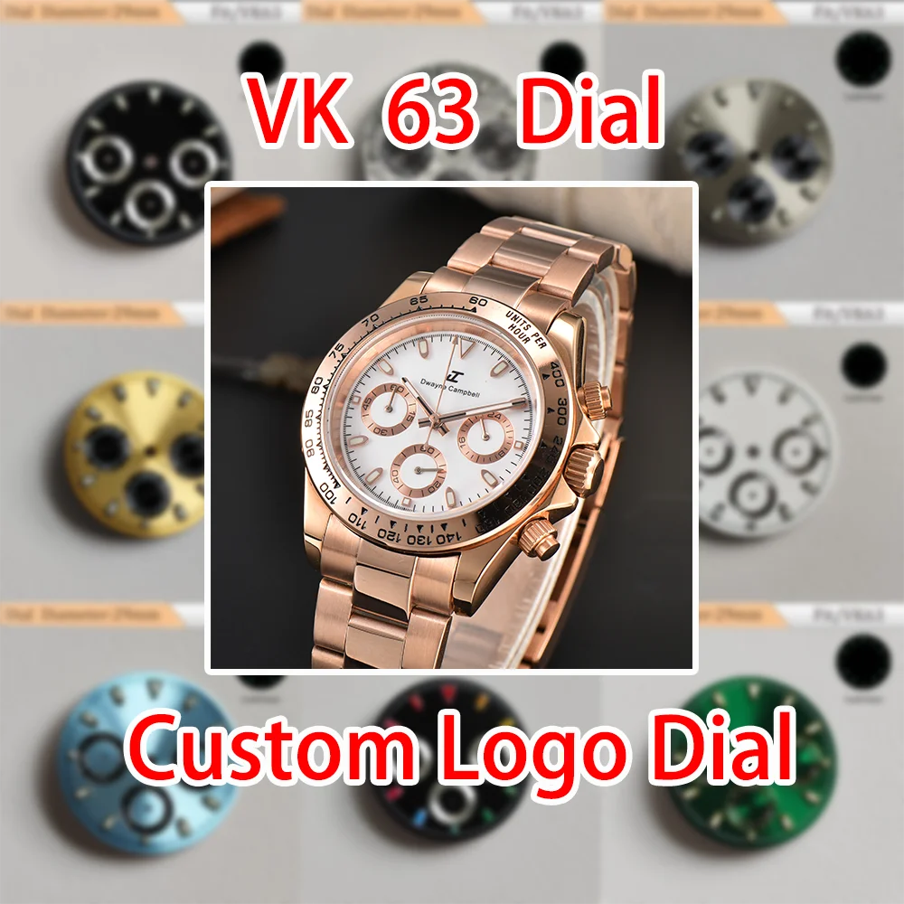 29mm Dial Suitable For VK 63 Quartz Movement  Luminous Watch Accessory Parts Stylish Men's Watch Upgrade Dial Pointer DIY Logo