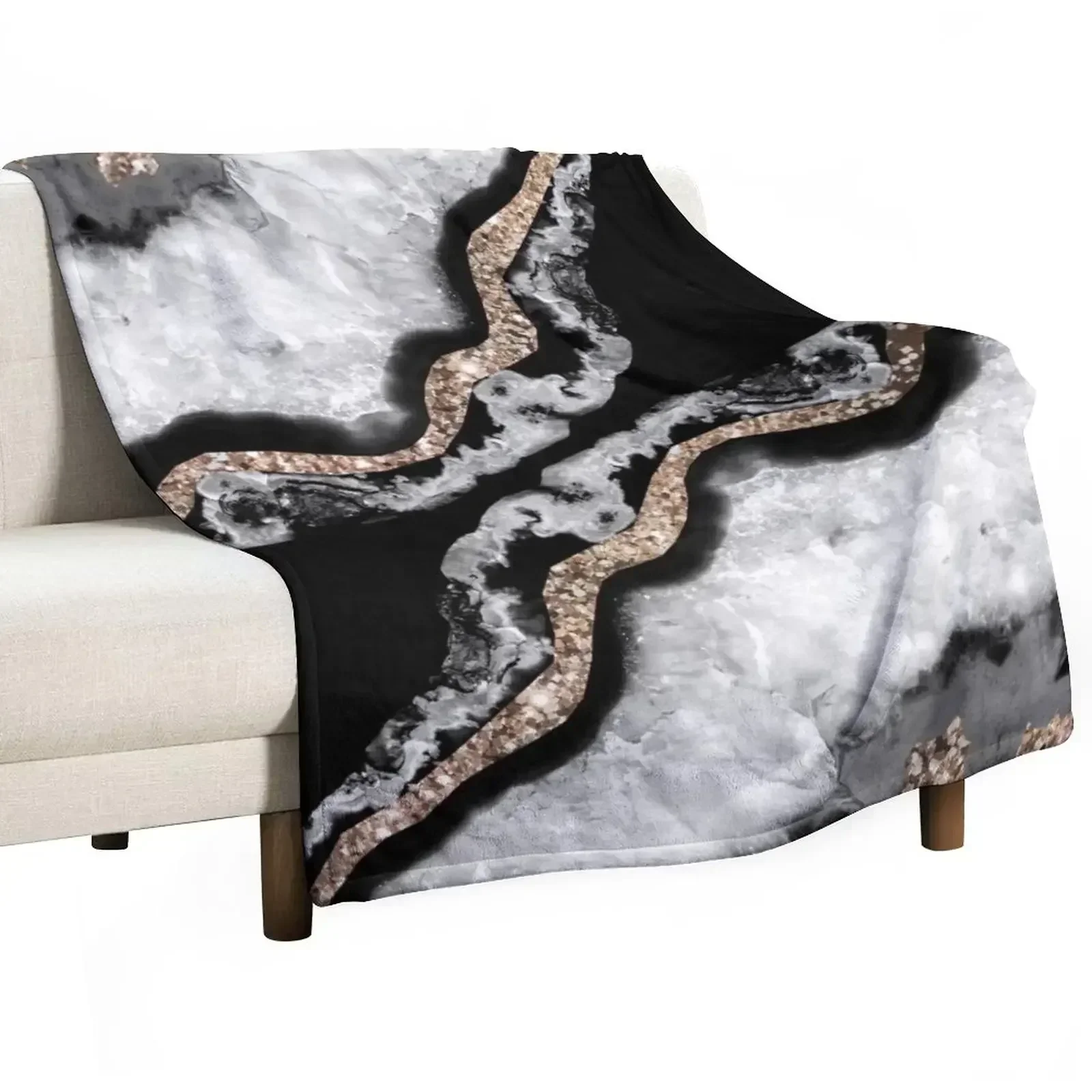 Yin Yang Agate Glitter Glam #8 (Faux Glitter) #gem #decor #art Throw Blanket Multi-Purpose for babies heavy to sleep Blankets