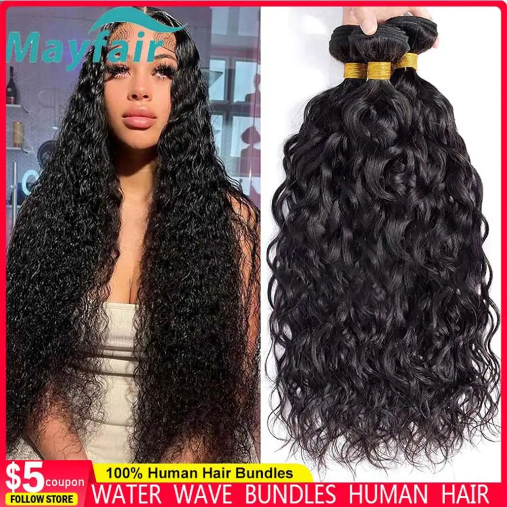 

Water Wave Bundles For Women Peruvian Weaving Virgin Human Hair Extensions Wet and Wavy Human Hair Bundles 1/3/4 Pcs