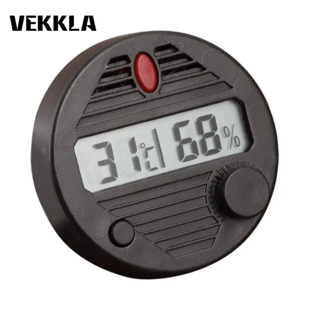 10%RH~99%RH Cigar Hygrometer HygroSet II Roud Digital Hygrometer Black Plastic Cigar Plastic Hygrometer for Humidors Gadgets