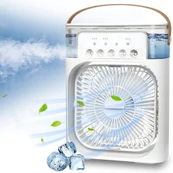 Ventilador portátil de aire acondicionado, humidificador de aire 3 en 1 con USB, luz LED nocturna, nebulizador de agua, para el hogar