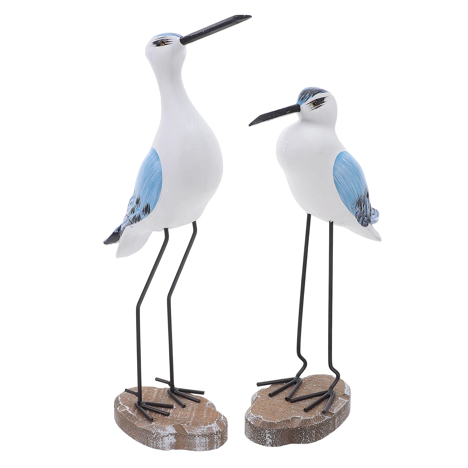 

2Pcs Hand-Carved Wooden Seagull Statue 12 and 13 Inch Large Coastal Bird Decor Nautical Shelf Mantel Table Display