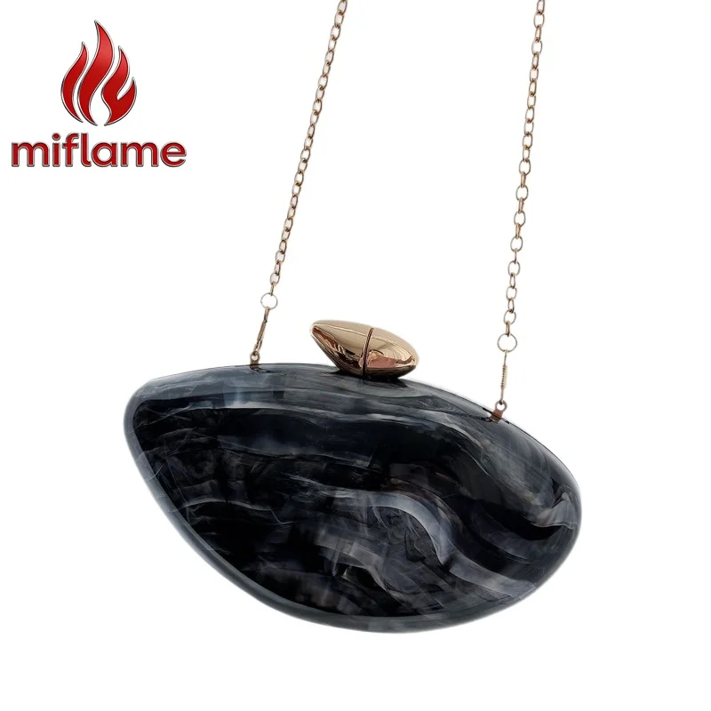 

Miflame Acrylic Oval Clutch Chain Strap Shoulder Bag Evening Party Purse Women's New Arrival Fashion Trendy