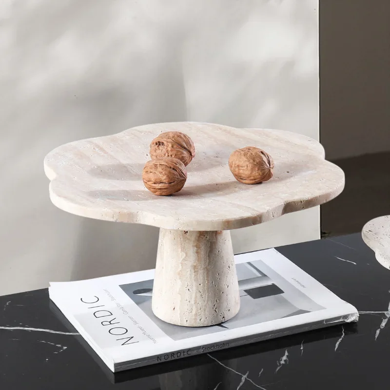 

Wabi-sabi Style Marble Fruit Plate Modern Minimalist Tall Tray Living Room Desktop Storage Tray Home Decoration Crafts