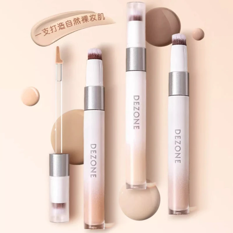 DEZONE corretivo de duas cabeças, capa para marcas de acne, bolsas para os olhos, olheiras, iluminar e hidratar, maquiagem de base líquida