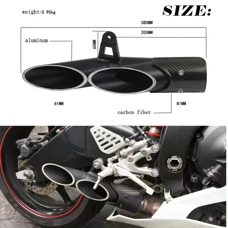 51mm Caliber Universal Modified Motorcycle Porous Outlet Exhaust Muffler Pipe For R1 R6 R15 FZ1 MT09 Racing Escape Moto Silencer