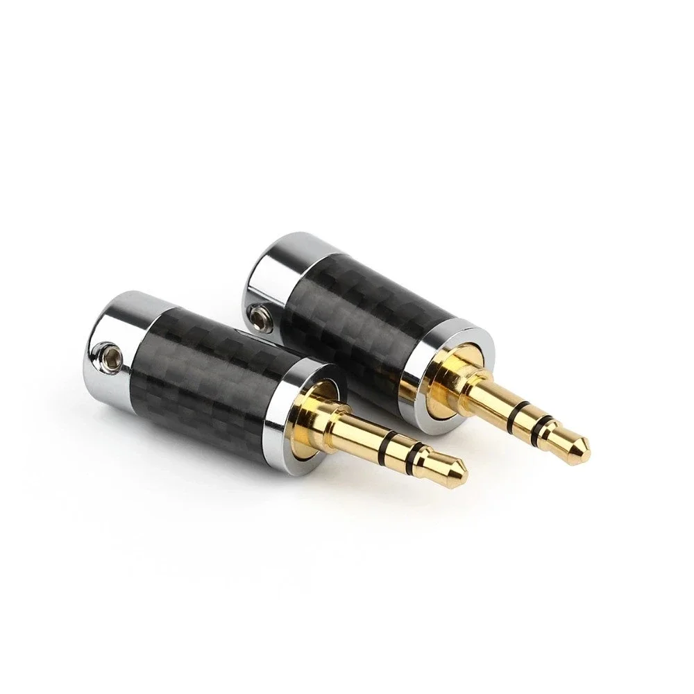 3.5mm 3 Pole Stereo Earphone Adapter 3.5 Metal Splice Carbon Fiber Earphone Plug HiFi Headphone Jack Solder Audio Connector