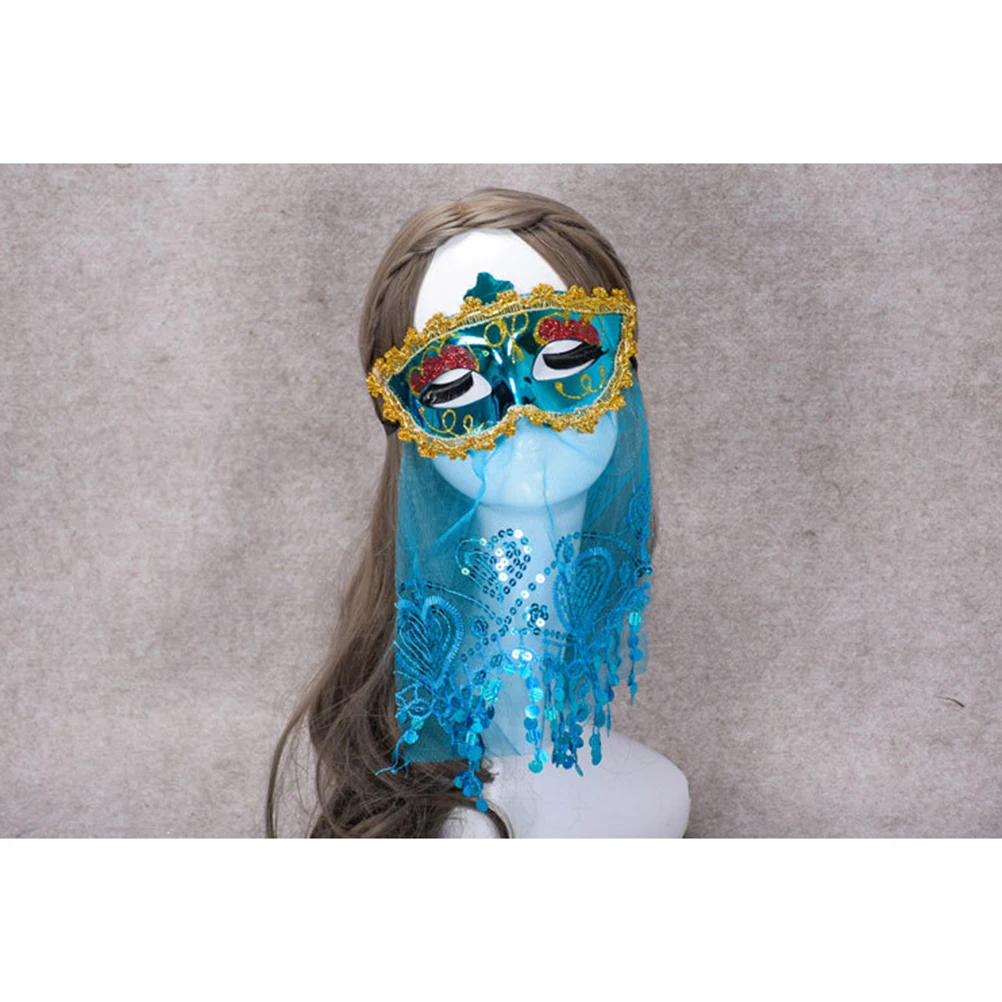 

Veil Mask Face Veil Shiny Sequins Elegant Costume Masquerade Party Women Girls Halloween One Size Fits Most Wedding Accessories