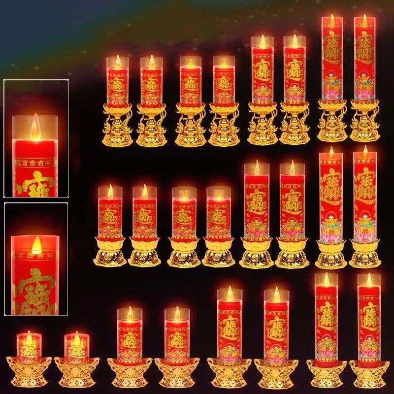 LED Flameless Candle Lamp, USB Powered Smokeless Electronic Candle Holder for Home Shrine, Buddha Altar, Worship Decoration