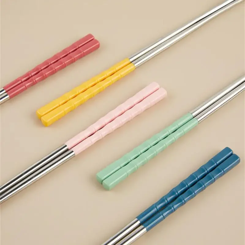 Reusable Chinese Chopsticks Set 304 Stainless Steel Non-Slip Japanese Chinese Korean Food Metal Chop Sticks Kitchen Tableware