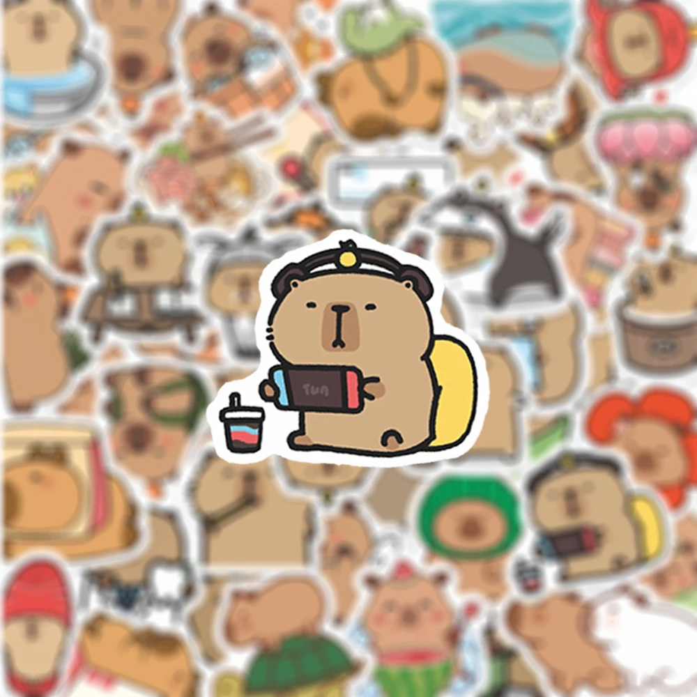 

10/30/55pcs Cute Funny Capybara Cartoon Stickers Kawaii Animals Sticker DIY Water Bottle Laptop Diary Phone Graffiti Decals Pack