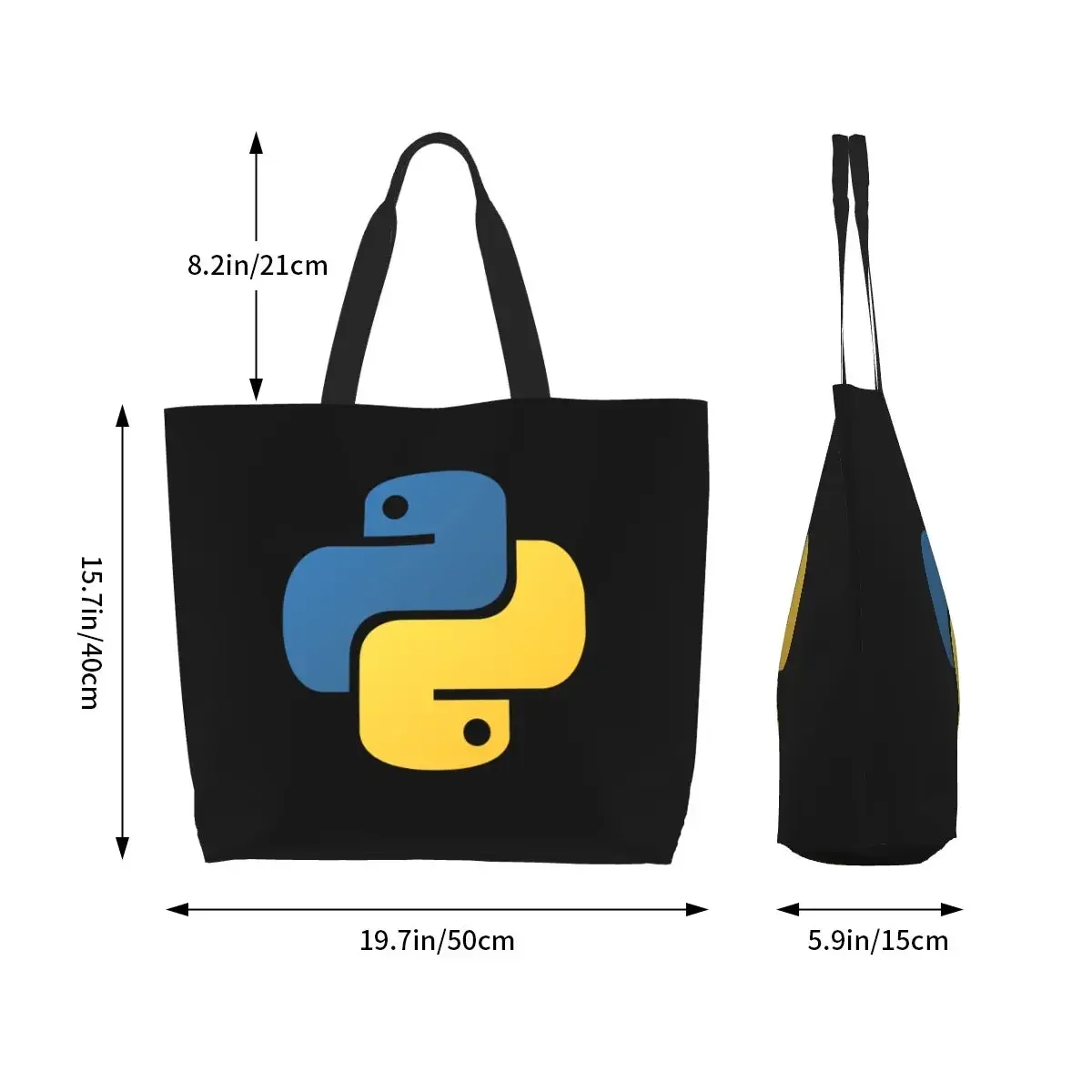 

Shopping Bag Custom Print Canvas Shopper Shoulder Tote Bag Large Capacity Washable Programming Code Handbag