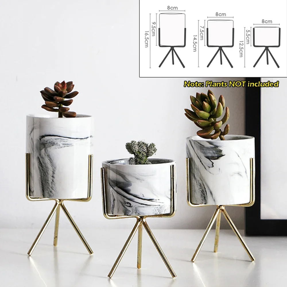 1x Nordic Style Marble Vase Gold Ceramic Wrought Iron Minimalist Mini Vase Wedding Party Living Room Table Decorations