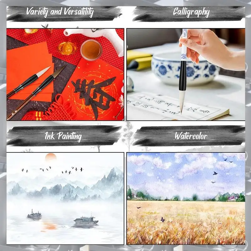 

Hot Selling-48Pc Chinese Calligraphy Brush Set Watercolor Brush Bulk With Roll Bamboo Brush Holder For Writing Suitable For Pain