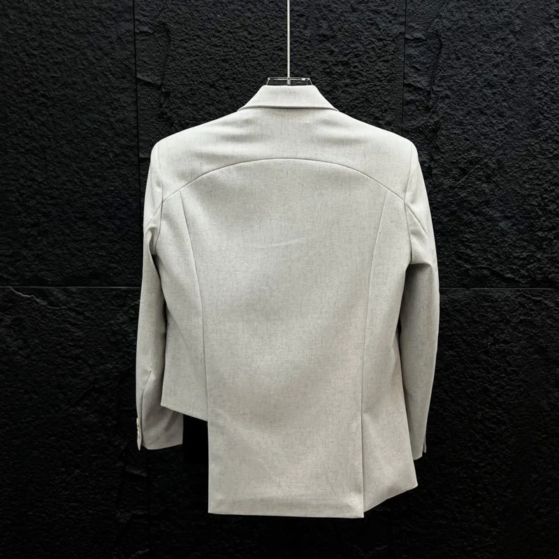WVGA Spring Autumn New Men's Unique Asymmetrical Hem Design Korean Style Shoulder Padded Blazer Niche Straight Pants Sets W24987