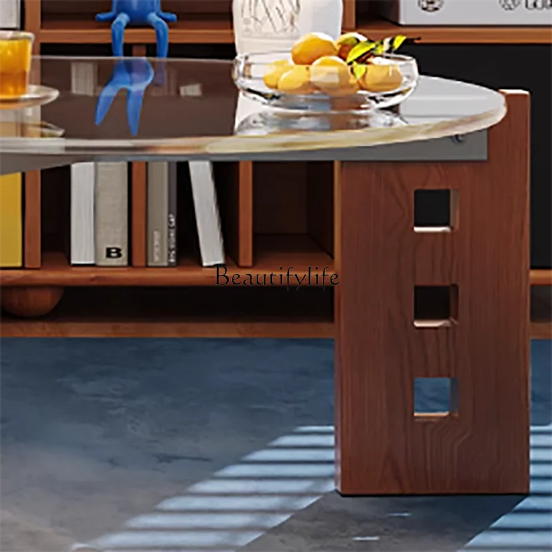 طاولة القهوة الأوروبية جلام فريدة من نوعها مستديرة لغرفة المعيشة طاولة القهوة الزجاجية أثاث فاخر بسيط