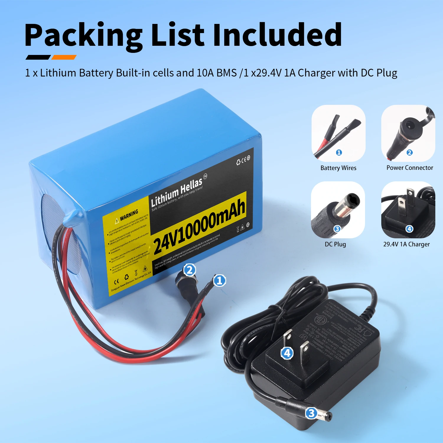 24V Lithium Battery 5Ah/10Ah Rechargeable Battery Pack 20A BMS for Electric Scooter DIY LED Strip