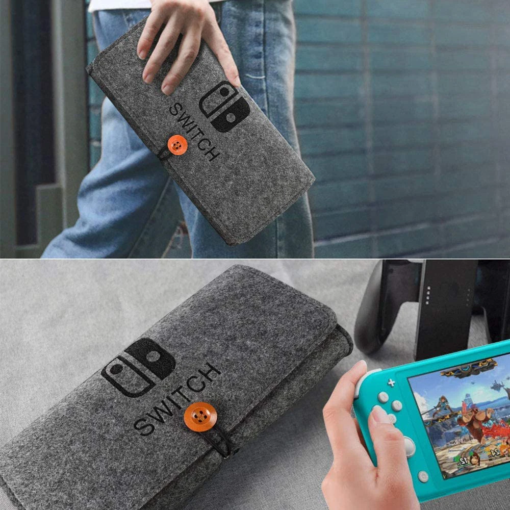 Ultra Slim Felt Bolsa Maleta, Compatível com Nintendo Switch Lite, Acessórios para Jogos, Saco de Armazenamento, Portátil, Portátil